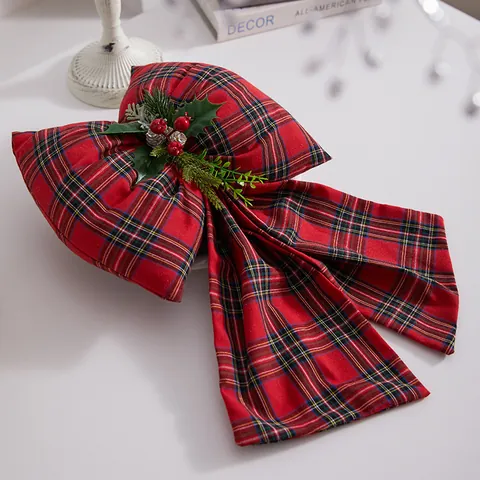 Große Weihnachts Schleifen Hängende Dekoration Kariert Samt Pailletten Bowknot Mit Glocke Für Weihnachtsbaum Hotel Schaufenster Deko