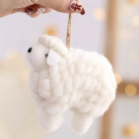 Handgemaakt Wollen Vilt Schaap Alpaca Tafel Ornament Kerst Decoratie Voor Thuis Hotel Tafel Feestelijke Sfeer Decor