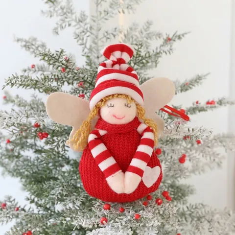 Kerst Gebreide Engel Hangers Gebreide Kerstman Pluche Poppen DIY Kerstboom Feestelijke Sfeer Decoratie Mini Engel Hangende Ornamenten