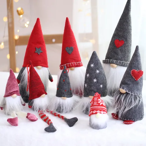 Christmas Gnome Plush Doll Swedish Tomte Dwarf Decor Hanging Ornament Fabric Felt For Holiday Tree Desktop Tabletop Gift