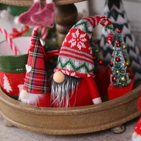 Christmas Gnome Plush Doll Swedish Tomte Dwarf Decor Hanging Ornament Fabric Felt For Holiday Tree Desktop Tabletop Gift