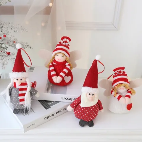 Kerst Gebreide Engel Hangers Gebreide Kerstman Pluche Poppen DIY Kerstboom Feestelijke Sfeer Decoratie Mini Engel Hangende Ornamenten