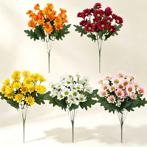 Bouquet de Fleurs Artificielles de Marguerite Camomille pour Décoration Maison Mariage Fête Jardin Extérieur Plastique Soie