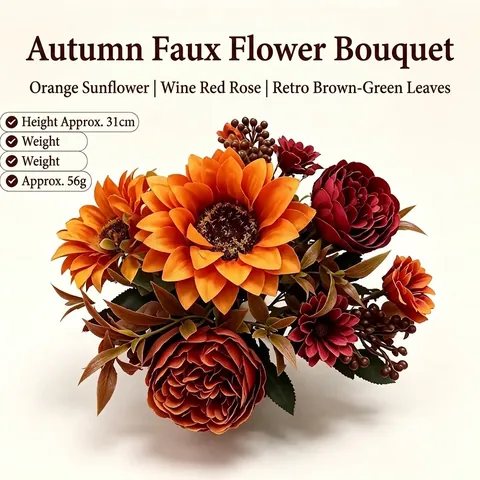 Künstlicher Herbst Sonnenblume Pfingstrose Strauß Halloween Dekoration Vintage Seidenblumen Arrangement Für Zuhause Wohnzimmer Hochzeit