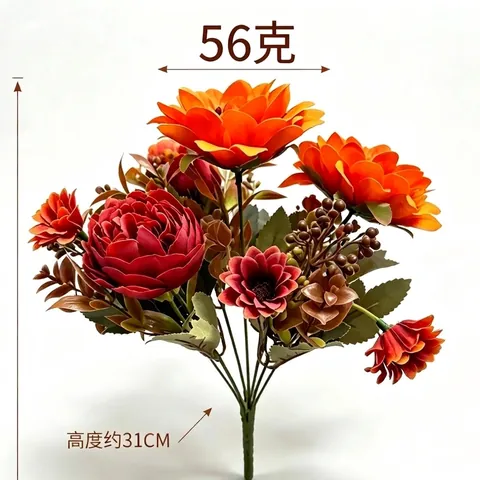 Künstlicher Herbst Sonnenblume Pfingstrose Strauß Halloween Dekoration Vintage Seidenblumen Arrangement Für Zuhause Wohnzimmer Hochzeit