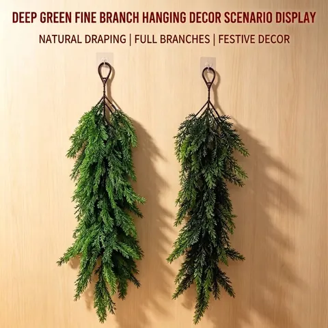 Künstliche Weihnachts Kiefernnadel Girlande Mit Roten Beeren Wandbehang Rattan Für Zuhause Tür Dekoration