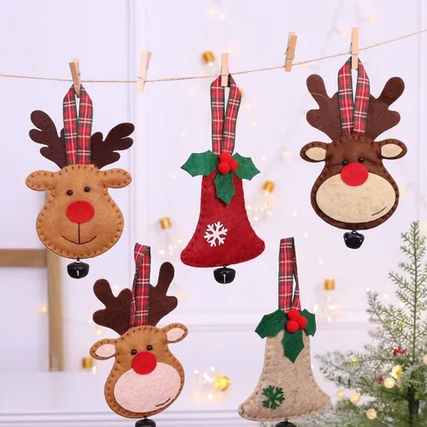 Kreative Stoff Weihnachtsbaumschmuck Hängende Rentier Puppe Glocken Zuckerstange Alpaka Anhänger Festliche Feiertag Deko