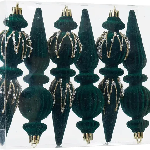 Luxury Flocked Finial Christmas Ornaments Velvet Tapered Christmas Tree Baubles Glitter Beads Holiday Party Hanging Decor
