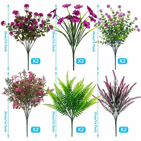 Fiori Artificiali Finta Gipsofila Eucalipto Fiore di Seta Viola Fascio Per Matrimonio Giardino Esterno Decorazione Casa Composizione Floreale