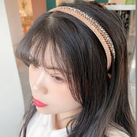 Koreaanse Mode Strass Kristal Haarband Voor Vrouwen Antislip Handgeweven Hoofdband Haaraccessoires Voor Dagelijks Gezicht Wassen