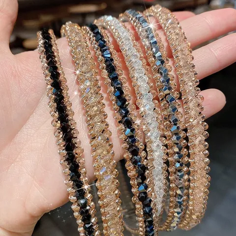Koreaanse Mode Strass Kristal Haarband Voor Vrouwen Antislip Handgeweven Hoofdband Haaraccessoires Voor Dagelijks Gezicht Wassen