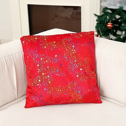 Christmas Pillowcase Gold Bronzing Velvet Fabric Star Snowflake Pattern Throw Cushion Cover For Sofa Home Decor