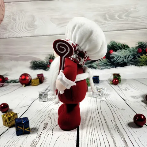 Christmas Chef Gnome Doll Faceless Santa Elf Figurine Decoration For Party Home Festive Ornament Flannel Red White
