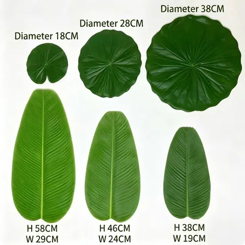 Artificial Realistic Green Polyester Leaves Banana Leaf And Lotus Leaf For Table Placemat Party Decor Fruit Shop Props