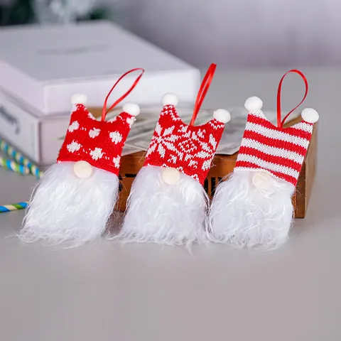 Christmas Faceless Gnome Ornaments Knitted Plush Rudolph Dwarf Hanging Decorations For Christmas Tree Holiday Party Home Decor