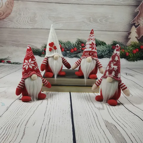 Weihnachten Gestrickte Zwerg Ornament Gesichtsloser Puppe Sitzende Plüsch Tomte Dekoration Für Zuhause Party Weihnachtsdeko