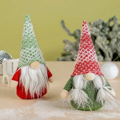Χειροποίητο Χριστουγεννιάτικο Gnome Rudolph Κούκλα χωρίς Πρόσωπο Πλεκτό Βαμβακερό Λούτρινο Διακοσμητικό για Σπίτι