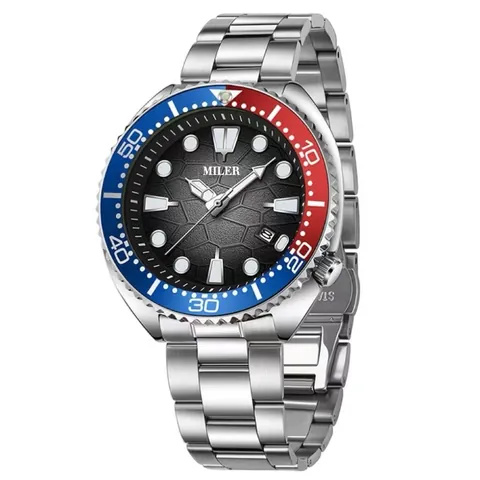Luxury Men's Business Quartz Watch Luminous Date Display Stainless Steel Band Honeycomb Dial Rotating Bezel Fashion Wristwatch