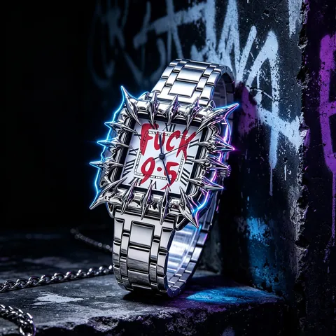 Retro Square Quartz Watch With Thorn Spike Case Zinc Alloy Metal Strap Waterproof Wristwatch Graffiti Dial Roman Numeral Arabic Numeral Streetwear Fashion Jewelry