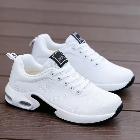 Women's Air Cushion Running Shoes Breathable Flyknit Mesh Athletic Sneakers For Students Outdoor Walking Gym Sports Shoes