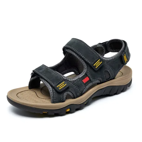 Men's Outdoor Leather Sandals Large Size Summer Open Toe Anti-slip Breathable Beach Sandals Soft Sole Leisure Sport Sandals
