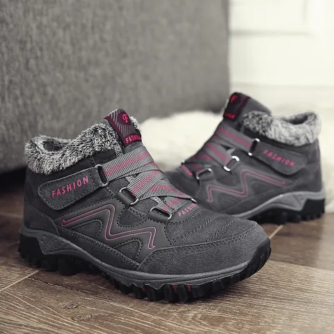 Winter Warm Fleece Lined Thicken Snow Boots For Men Women Outdoor Anti Slip Rubber Sole Sport Running Casual Cotton Shoes
