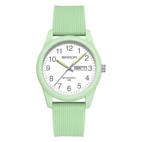 Reloj de Cuarzo Luminoso Impermeable SANDA para Parejas Hombres Mujeres Reloj de Pulsera de Moda Deportiva con Calendario Doble Correa de TPU