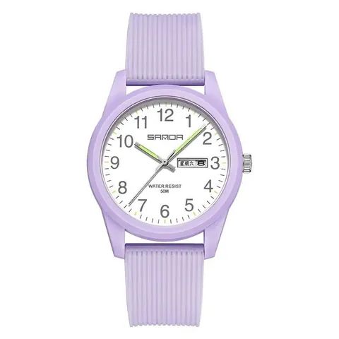 Reloj de Cuarzo Luminoso Impermeable SANDA para Parejas Hombres Mujeres Reloj de Pulsera de Moda Deportiva con Calendario Doble Correa de TPU