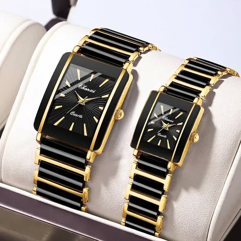 Chenxi Luxury Square Quartz Couple Watch For Men Women Ceramic Stainless Steel Strap Waterproof Fashion Business Wristwatch