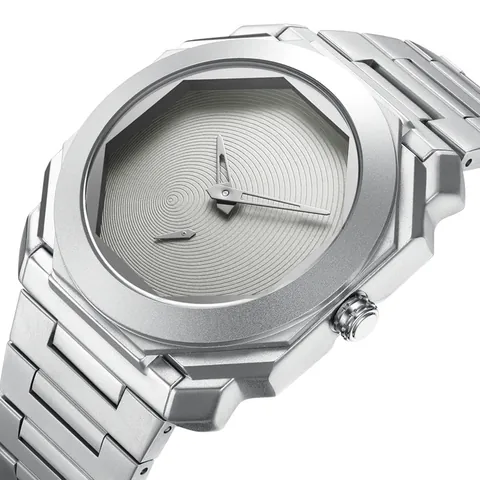 Herren Mode Wurmloch Konzept Quarzuhr Achteckige Lünette Edelstahlband Wasserdicht Industrie-Stil Minimalistische Armbanduhr