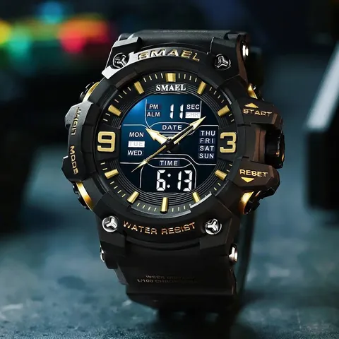 Men Sport Watch Waterproof Dual Display Digital Analog Quartz Wristwatch With Alarm Chronograph LED Light Military Watches For Men