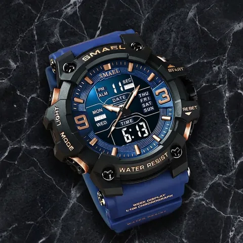 Men Sport Watch Waterproof Dual Display Digital Analog Quartz Wristwatch With Alarm Chronograph LED Light Military Watches For Men