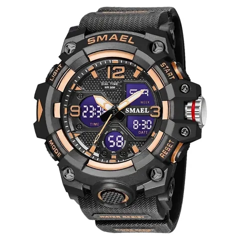 Military Sports Digital Watch For Men Dual Display 50M Waterproof Outdoor Wristwatch With Alarm LED Backlight For Students