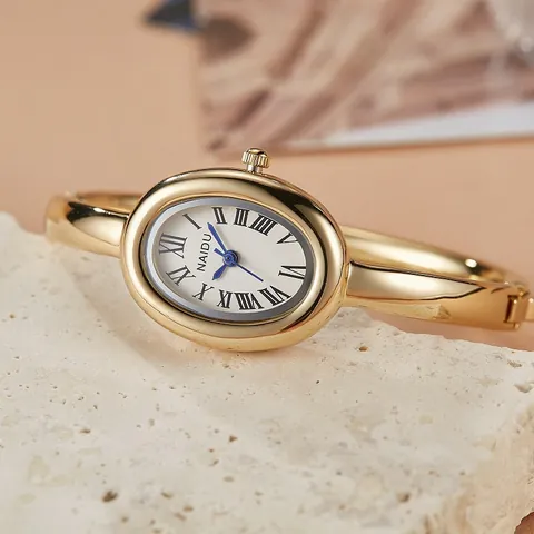 Reloj de Cuarzo Ovalado Vintage para Mujer de Lujo de Aleación Pulsera Reloj de Pulsera de Cuero de Imitación