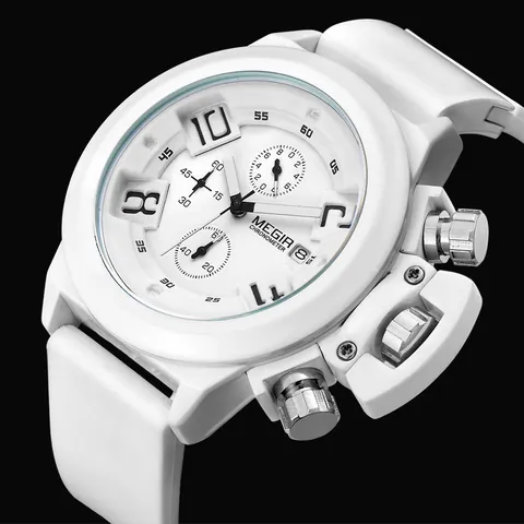 Heren Sport Quartz Horloge Multifunctionele Chronograaf Lichtgevend Datum Waterdicht Legering Siliconen Band Industrieel Polshorloge