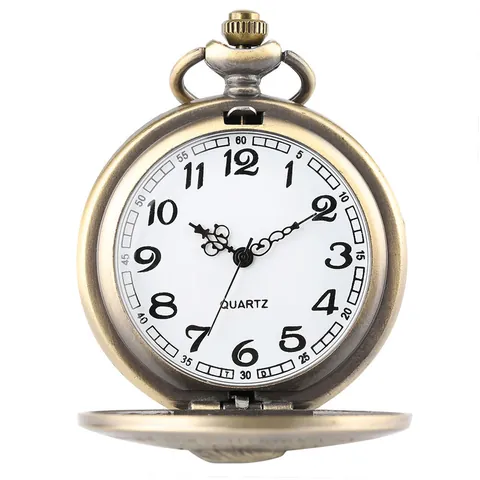 Orologio da Taschino al Quarzo con Motivo Leone in Bronzo Antico per Figlio Vintage Steampunk Quadrante Numeri Romani Collana
