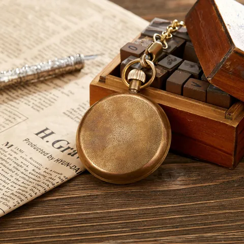 Orologio da Taschino Meccanico Manuale in Ottone Vintage per Uomo Donna Numeri Romani Cinque Lancette Viso Aperto Antico Retro Gioielli