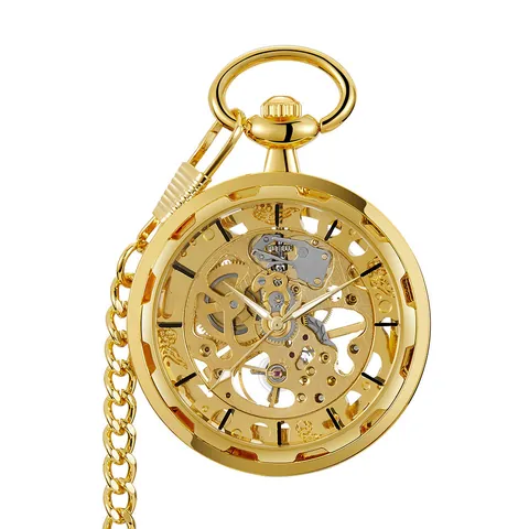 Montre à Gousset Mécanique Vintage Design Squelette Boîtier en Alliage Unisexe Classique Antique Steampunk à Remontage Manuel Cadeau