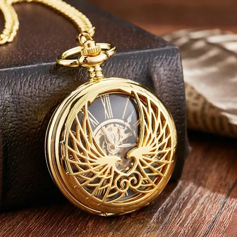 Montre de Poche Mécanique Cœur Squelette Vintage Semiautomatique Couvercle à Clapet Steampunk Pendentif Collier Montre Chiffres Romains Alliage