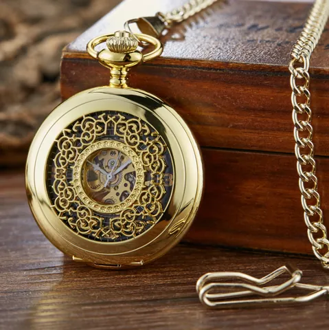 Montre à Gousset Mécanique Automatique Vintage à Fleurs Évidées pour Hommes Femmes Montre à Gousset Rétro en Alliage Squelette Antique Flip Cadeau