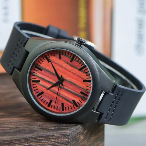 Minimalistisch Houten Wijzerplaat Horloge Heren Groot Quartz Polshorloge Lederen Band Casual Mode Sieraden Cadeau voor Mannen