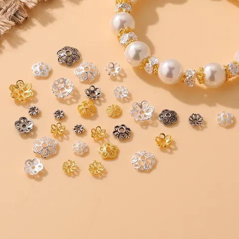 S925 Sterling Silver Flower Bead Caps Spacer Beads Hollow Floral Jewelry Findings For DIY Bracelet Necklace Making Accessories
