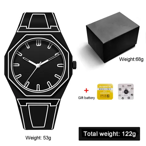 Creative 2D Cartoon Style Quartz Watch Sketch Design Polycarbonate Case Silicone Strap Waterproof Fashion Wristwatch For Men Women