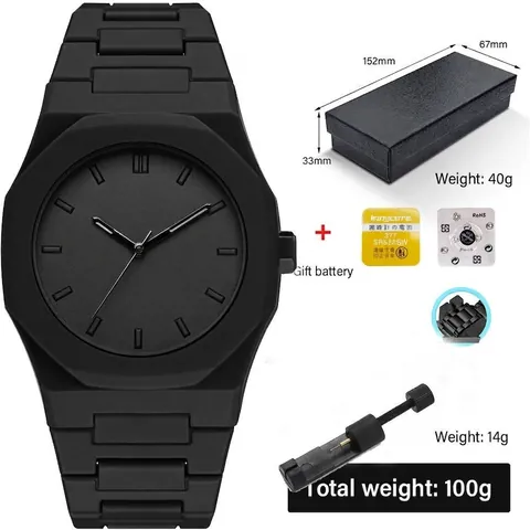 Orologio al Quarzo da Uomo Ghiera Ottagonale Cinturino in Silicone Casual Impermeabile Numeri Arabi Data Moda Minimalista Gioielli Maschili Regalo