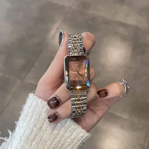 Luxury Rectangular Women Quartz Watch Fashion Small Square Dial Stainless Steel Metal Strap Waterproof Elegant Lady Wristwatch