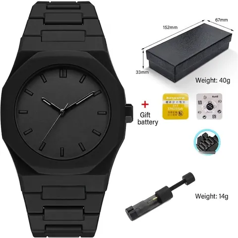 Reloj de Cuarzo para Hombre Bisel Octogonal Correa de Silicona Casual Impermeable Números Arábigos Fecha Moda Minimalista Joyería Masculina Regalo