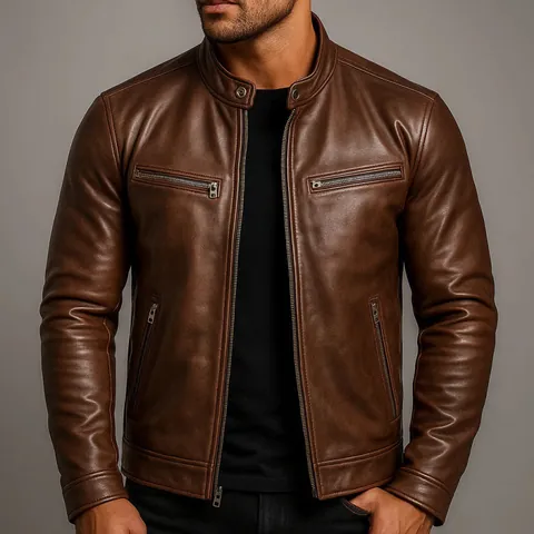 Giacca da Moto in Pelle PU da Uomo Collo Rialzato Slim Fit Giacca Moto Punk Bomber Con Tasche a Zip Streetwear Casual
