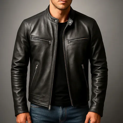 Giacca da Moto in Pelle PU da Uomo Collo Rialzato Slim Fit Giacca Moto Punk Bomber Con Tasche a Zip Streetwear Casual