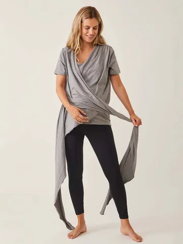 Dames Korte Mouw Voedingsshirt Kangoeroe Moeder Borstvoeding T-Shirt Polyester Elastaan Positie Wikkelshirt Postpartum Zorg
