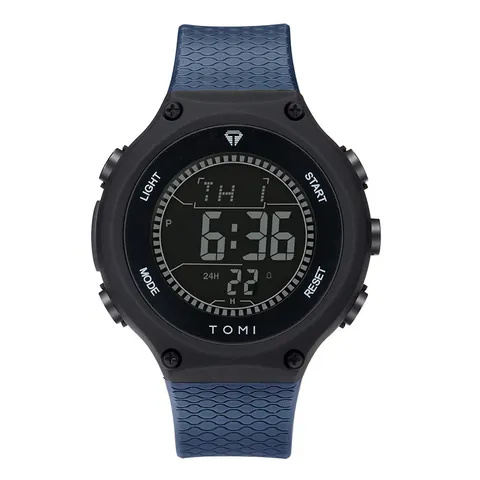TOMI Sport Digitaluhr Für Herren Wasserdicht Herren Elektronische Armbanduhr Mit LED-Hintergrundbeleuchtung Datum Woche Anzeige TPE Armband Outdoor Mode Zeitmesser